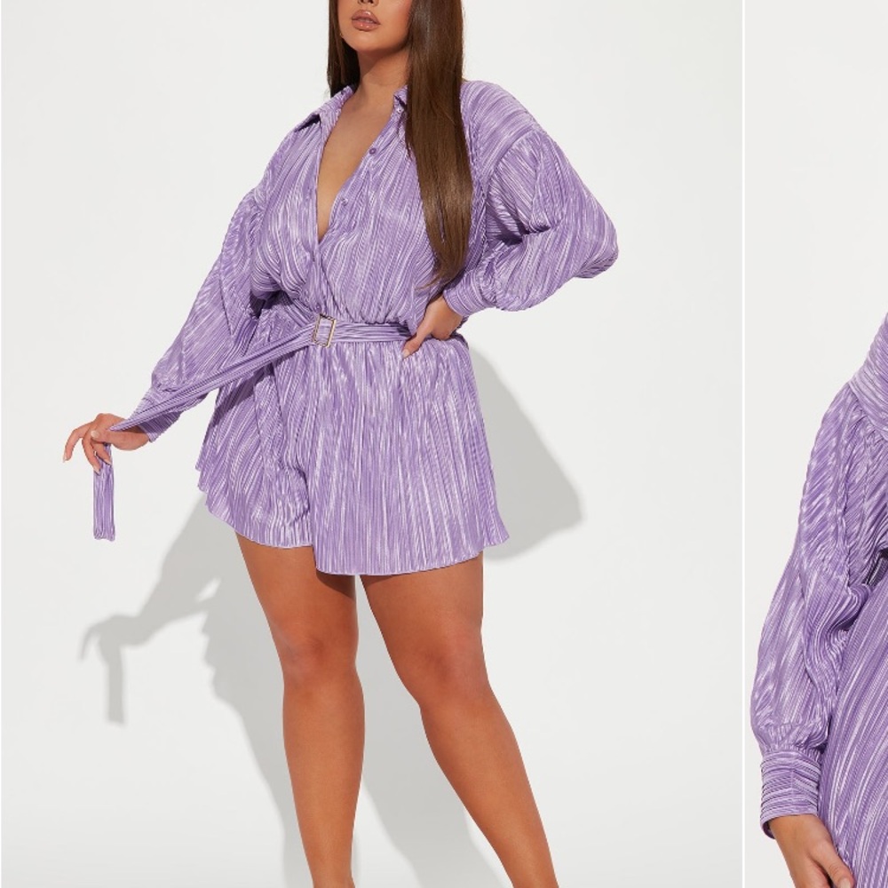 BRAND NEW Fashion Nova Lavender Belted Romper